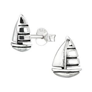Sterling Silver Tiny Stud Sailboat Earrings